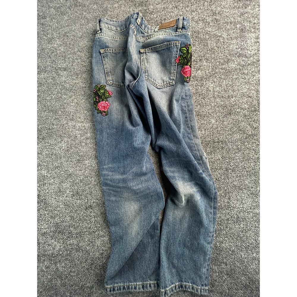 Zara Basic Z1975 Floral Sequin Distressed Boyfriend Jeans Women's US 2 - Picture 3 of 12